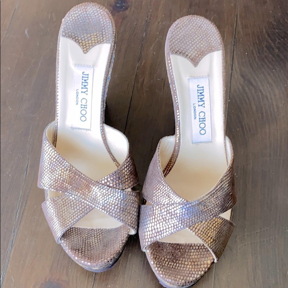 Jimmy Choo Brown Bling Wedges